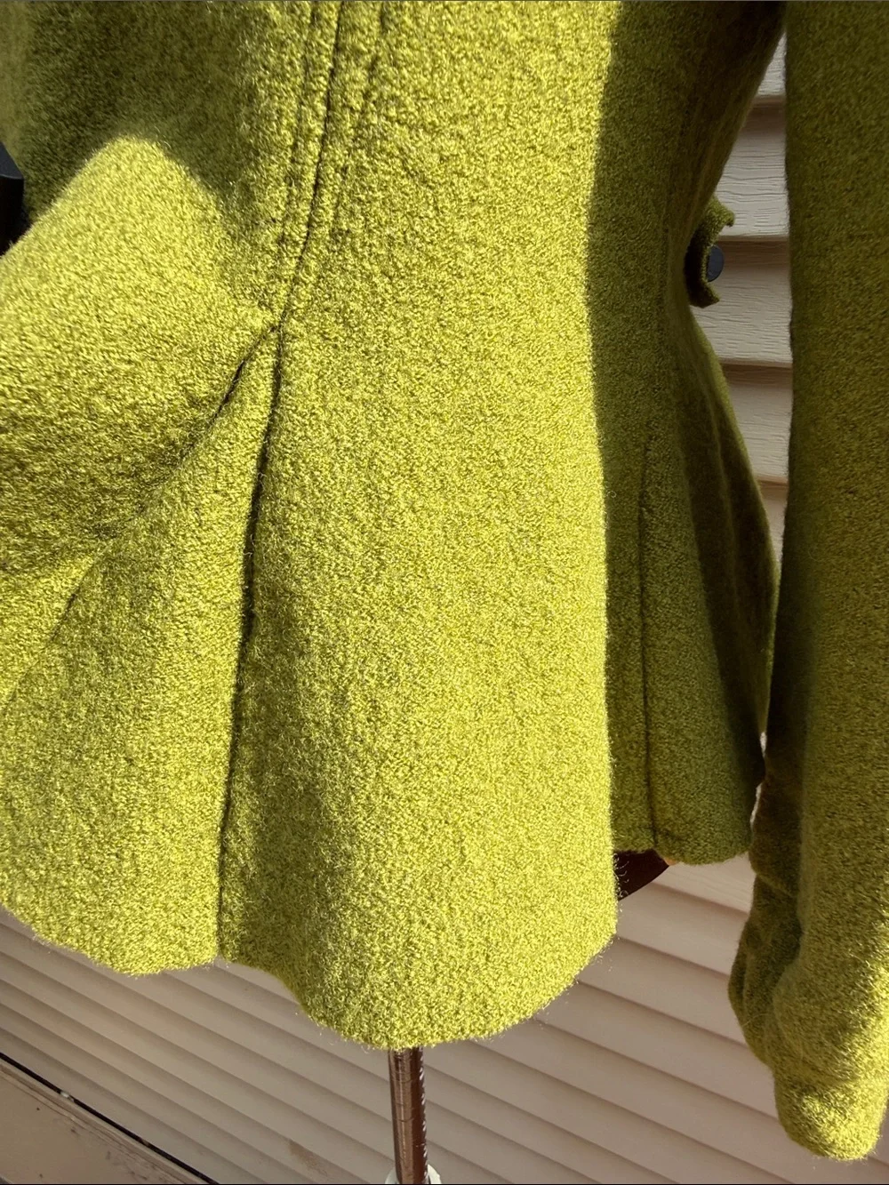 Eva Tralala Paris chartreuse 100% boiled wool toggle French style jacket Size S - Picture 3 of 14